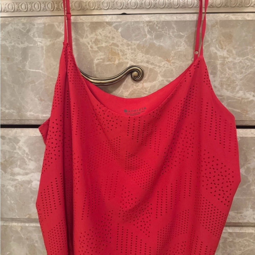 Athleta Red Laser-Cut Camisole with Adjustable Tie Straps